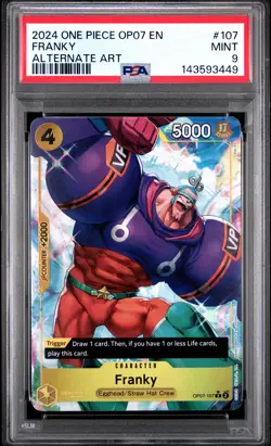 2024 ONE PIECE OP07-500 YEARS IN THE FUTURE ALTERNATE ART #107 FRANKY PSA 9 - Image 1