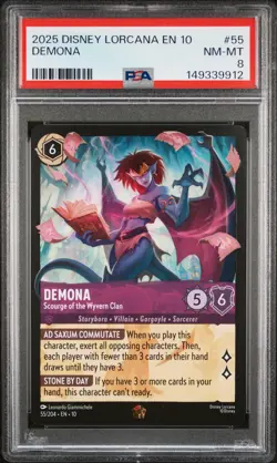 2025 DISNEY LORCANA EN 10-WHISPERS IN THE WELL #55 DEMONA PSA 8 - Image 1