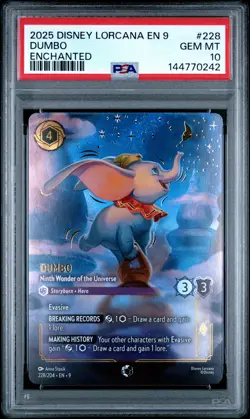 2025 DISNEY LORCANA EN 9-ENCHANTED DUMBO NINTH WONDER OF THE UNIVERSE PSA 10 - Image 1