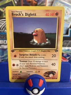 Brock's Diglett 67/132 1st Edition Pokemon Card Gym Challenge Common WOTC LP - Image 1