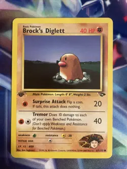 Brock's Diglett 67/132 1st Edition Pokemon Card Gym Challenge Common WOTC LP - Image 2