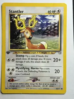 Stantler 1st Edition Neo Genesis 076/111 HP Pokemon Card - Image 1