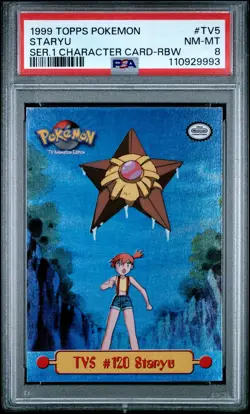 1999 TOPPS POKEMON SERIES 1 CHARACTER CARDS RAINBOW #TV5 STARYU PSA 8 - Image 1
