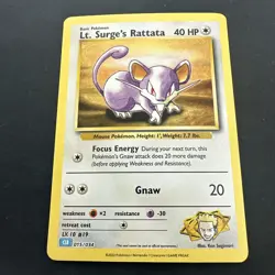 Lt. Surge's Rattata 15/34 CLB Holo Pokemon Trading Card Game Classic English - Image 1