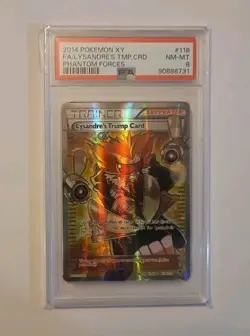 2014 POKEMON XY PHANTOM FORCES #118 FULL ART/LYSANDRE'S TRUMP CARD PSA 9 - Image 1