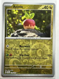 Applin SV08: Surging Sparks 138/191Yuka Morii LP-LP Pokemon Card Rev Holo - Image 1