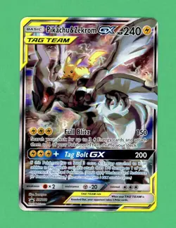 Pikachu & Zekrom GX Tag Team Pokemon Sun & Moon Alt Full Art Promo SM168 NM - Image 1