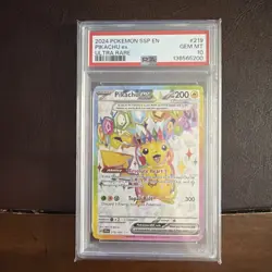 Pokemon Pikachu ex Ultra Rare Holo PSA 10 Sv08 219/191 2024 - Image 1