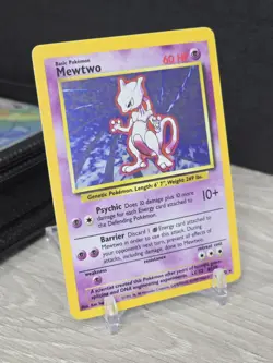 Pokemon Card TCG Mewtwo Holo Rare Base Set 10/102 Vintage 1999 Unlimited WOTC - Image 1