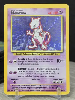 Pokemon Card TCG Mewtwo Holo Rare Base Set 10/102 Vintage 1999 Unlimited WOTC - Image 5