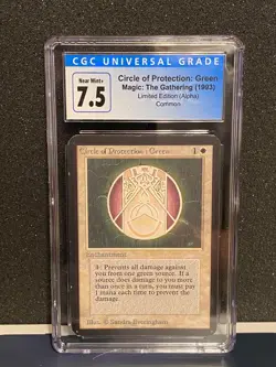 MTG ALPHA --- CIRCLE OF PROTECTION: GREEN --- Common! Magic! CGC 7.5! Near Mint+ - Image 1