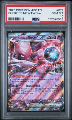2026 POKEMON ASC EN-ASCENDED HEROES #079 TEAM ROCKET'S MEWTWO EX PSA 10 - Image 1