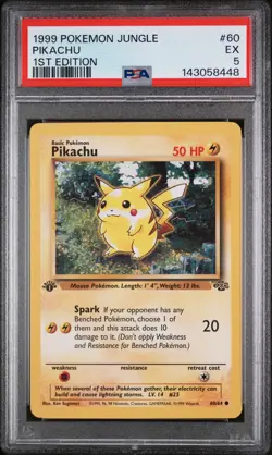 1999 POKEMON JUNGLE 1ST EDITION #60 PIKACHU PSA 5 - Image 1