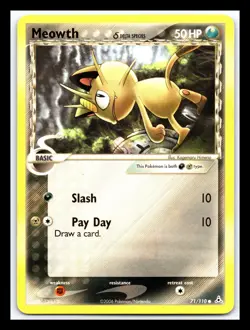 💥 Pokemon Vintage Meowth (Delta Species) 71/110 Holon Phantoms Non-Holo - Image 1