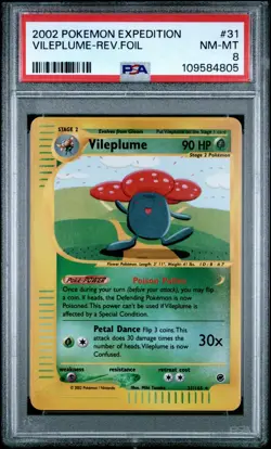 Pokemon Vileplume Expedition Reverse Holo Rare #31 PSA 8 - Image 1