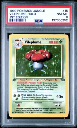 1999 POKEMON JUNGLE 1ST EDITION #15 VILEPLUME-HOLO PSA 8 - Image 1