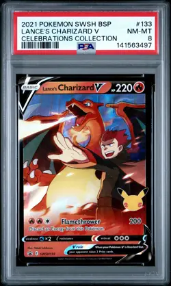 2021 POKEMON SWSH PROMO CELEBRATIONS COLLECTION LANCE'S CHARIZARD V PSA 8 - Image 1