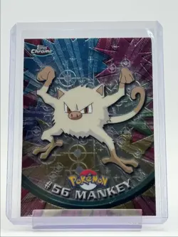 MANKEY 1999 TOPPS CHROME POKEMON TV ANIMATION SERIES 1 BLUE LOGO 56 Q0899 - Image 1