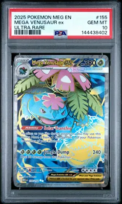 2025 POKEMON MEG EN-MEGA EVOLUTION ULTRA RARE #155 MEGA VENUSAUR EX PSA 10 - Image 1