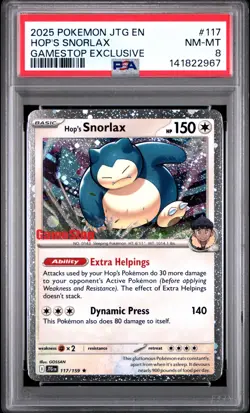2025 POKEMON JTG EN-JOURNEY TOGETHER GAMESTOP EXCLUSIVE #117 HOP'S SNORLAX PSA 8 - Image 1