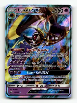 SM Base Set #66/149 Lunala GX Ultra Rare,Holo Pokemon - Image 1