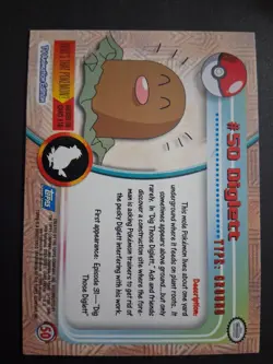LP #50 Diglett Pokemon 1999 Topps TV Animation Edition Series 1 Blue Logo - Image 2