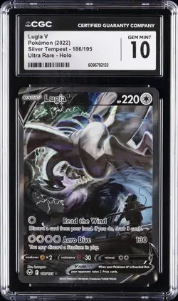 2022 POKEMON SILVER TEMPEST #186 LUGIA V CGC 10 - Image 1