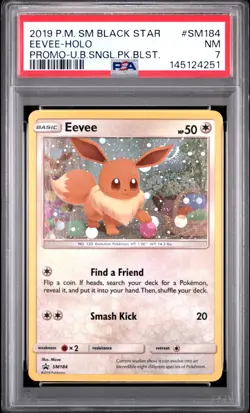 2019 POKEMON SM BLACK STAR PROMO #SM184 EEVEE-HOLO PSA 7 - Image 1