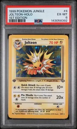 1999 POKEMON JUNGLE 1ST EDITION #4 JOLTEON-HOLO PSA 6 - Image 1