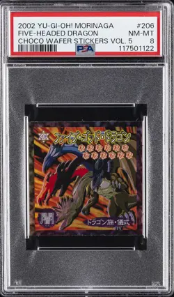 2002 YU-GI-OH! MORINAGA CHOCOLATE WAFER STICKERS VOL. 5 FIVE-HEADED DRAGON PSA 8 - Image 1