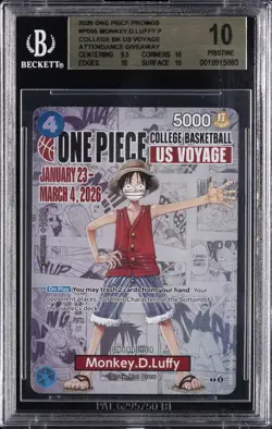 2026 ONE PIECE PROMOS COLLEGE BASKETBALL: US VOYAGE MONKEY D. LUFFY BGS 10 - Image 1