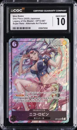 2025 ONE PIECE JAPANESE LEGACY OF THE MASTER ALT ART #OP12-087 NICO ROBIN CGC 10 - Image 1