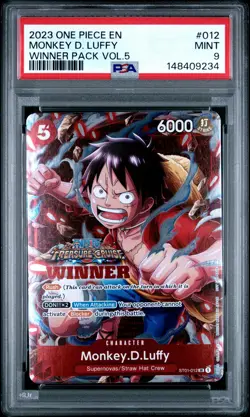 2023 ONE PIECE PROMOS WINNER PACK VOL.5 #012 MONKEY D. LUFFY PSA 9 - Image 1