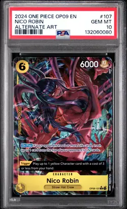 ONE PIECE OP09-EMPERORS IN THE NEW WORLD #107 NICO ROBIN ALTERNATE ART PSA 10 - Image 1