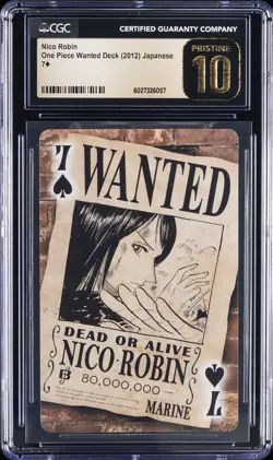 2012 ONE PIECE WANTED DECK SEVEN OF SPADES - JPN NICO ROBIN CGC 10 PRISTINE - Image 1