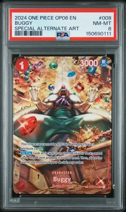 2024 ONE PIECE OP06-WINGS OF THE CAPTAIN SPECIAL ALTERNATE ART #008 BUGGY PSA 8 - Image 1