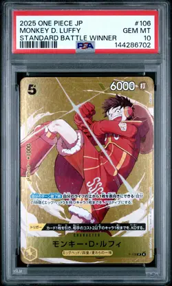 2025 ONE PIECE JPN PROMOS STANDARD BATTLE WINNER #106 MONKEY D. LUFFY PSA 10 - Image 1