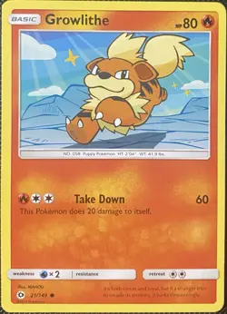Growlithe 21/149 SM Base Set Regular - Pokemon Card - Image 1