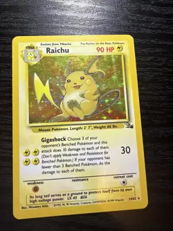 Pokemon Card - Raichu Fossil 14/62 Holo Unlimited Holo Rare - Image 1