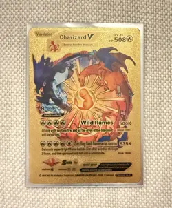 Pokemon Charizard V Gold Foil Fan Art Collector Card - 508 HP - Image 1