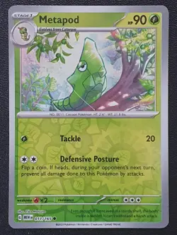 Pokemon Card Metapod Pokemon 151 Reverse Holo Common 011/165 Near Mint - Image 1