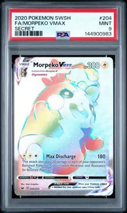 2020 Pokemon Sword & Shield Morpeko VMAX Full Art #204 Secret PSA 9 MINT - Image 1