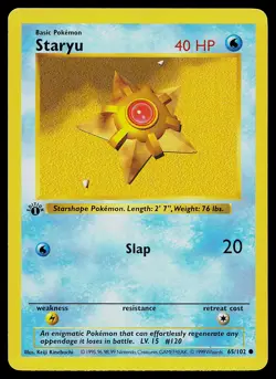 Pokemon Card - Staryu Base Set (Shadowless) 65/102 Common 1st Edition - Image 1