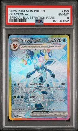 2025 POKEMON PRISMATIC EVOLUTIONS SPECIAL ILLUSTRATION RARE GLACEON EX PSA 8 - Image 1