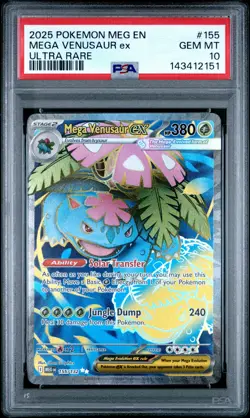 2025 POKEMON MEG EN-MEGA EVOLUTION ULTRA RARE #155 MEGA VENUSAUR EX PSA 10 - Image 1