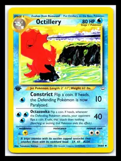 💥 OCTILLERY 1st Edition Stamp Pokemon 2001 Neo Revelation Set Non HOLO # 34/64 - Image 1