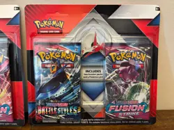 2x - Pokemon TCG: Battle Style + Fusion Strike 2 Booster Pack Blister w/ Pins - Image 3