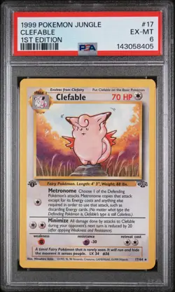 1999 POKEMON JUNGLE 1ST EDITION #17 CLEFABLE PSA 6 - Image 1