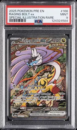 2025 POKEMON PRISMATIC EVOLUTIONS SPECIAL ILLUSTRATION RARE RAGING BOLT EX PSA 9 - Image 1