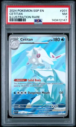 2024 POKEMON SSP EN-SURGING SPARKS ILLUSTRATION RARE #201 CETITAN PSA 7 - Image 1